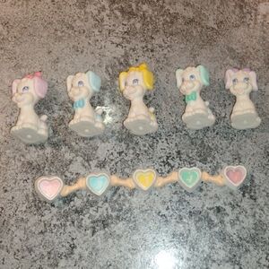 Adorable Elephant Figurine Set with Heart Accents